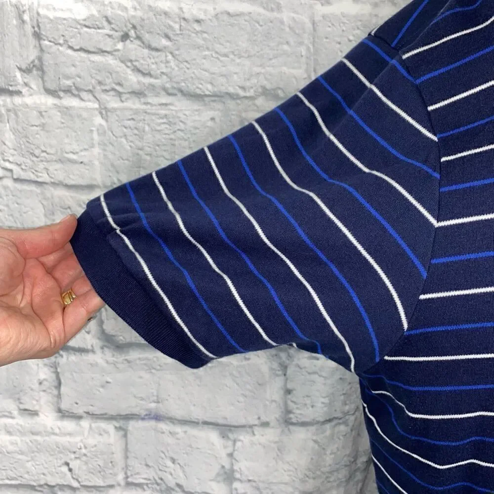 Polo by RL 100% cotton 2 button collar short sleeve stripe polo navy blue sz XXL - Picture 4 of 7